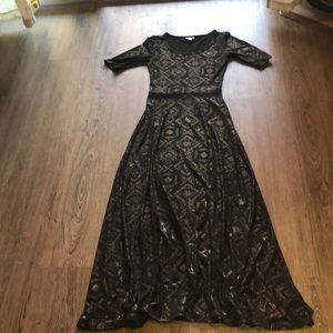 LuLaRoe Black and Gold Maxi Dress